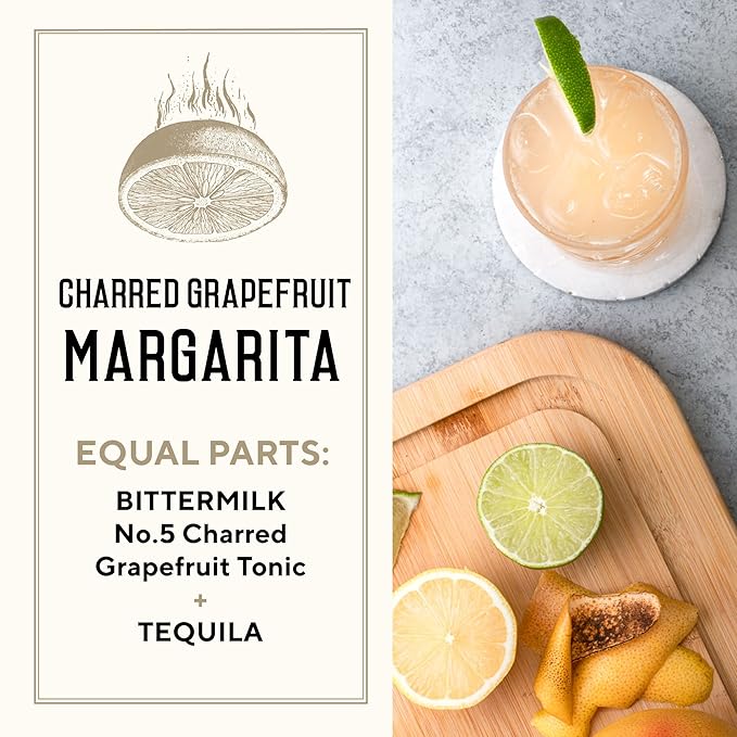 Bittermilk No.5 Charred Grapefruit Tonic with Bulls Bay Sea Salt – All Natural Handcrafted Cocktail Mixer – Margarita Mix, Cocktail Mixer