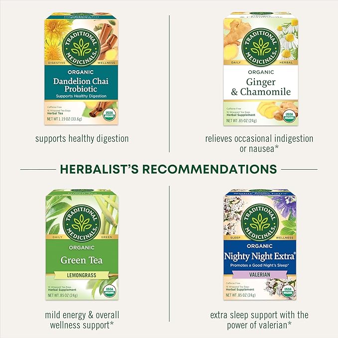 Traditional Medicinals Tea, Organic Chamomile & Lavendar, Stress Relief, 96 Tea Bags (6 Pack)