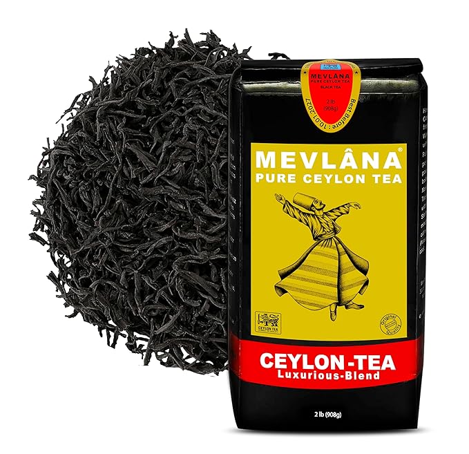 Mevlâna Pure Ceylon Black Tea – Luxurious Hand-Picked Blend, Premium Loose Leaf, 2lb (908g) – Strong, Full-Bodied Flavor, Freshly Packed in Sri Lanka