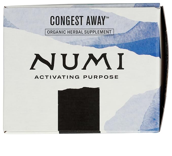 Numi Organic Congest Away Herbal Tea 16 Tea Bags Caffeine‑Free Blend with Fennel Peppermint Ginger Cinnamon & Licorice for Cooling Soothing Respiratory Comfort
