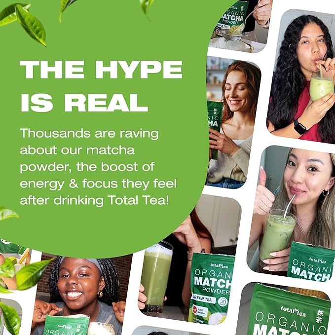 Organic Matcha Green Tea Powder (4-Oz) – Certified USDA Organic Powder for Matcha Latte, Tea, and Smoothies – Kosher, Non-Gmo, Antioxidant Rich Fruit Tea by Total Tea