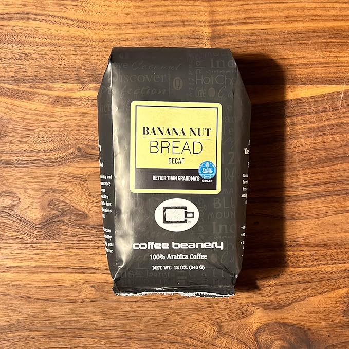 Banana Nut Bread Flavored Coffee SWP Decaf, Specialty Arabica Coffee, Medium Roast, 12 ounce, Whole Bean