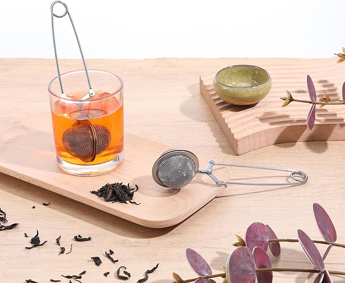 20 Pcs Snap Ball Tea Infuser Strainers, Silver Stainless Steel Fine Mesh Balls with Handle, Reusable Filters for Loose Leaf Tea, Spices and Seasonings