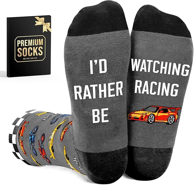 VICRAZY Racing Car, Sport Car Socks for Men, Women - Formula 1 Gifts, Racing Socks, Stocking Stuffers for Men, Women