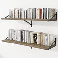 Deep Wall Shelves 48"W x 12"D Engineered Wood Floating Shelves for Wall, Sturdy Metal Bracket Bookshelves Home Decor Storage for Living Room Bedroom Bathroom Kitchen, Set of 2, Grey Finish