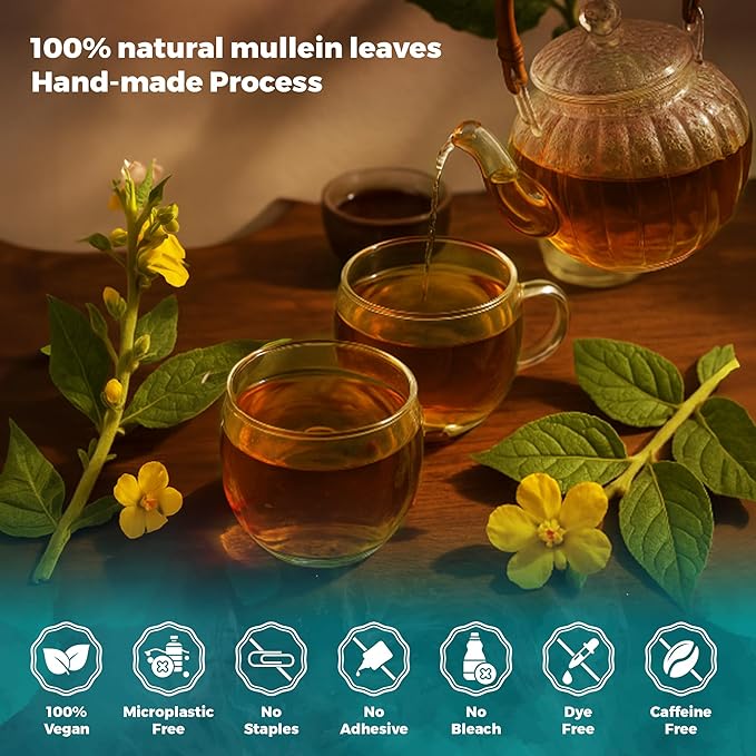 Lavitali, Mullein Leaves Tea Bags | 120 bags, 100% Pure Herbal Tea | Caffeine-Free, No Sugar, Eco-Friendly Filter Bags | Daily Natural Botanical, Hot or Iced Herbal Infusion
