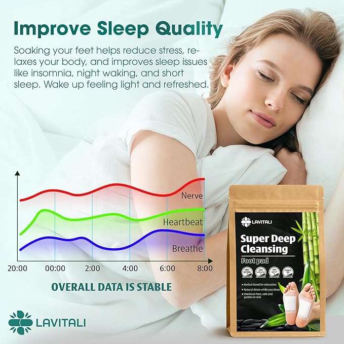 Lavitali, Bamboo Vinegar Foot Pads | 60 Pieces | Odor Control, Relaxation, Keep Warm for Soles| Breathable, Daily Natural Herbal Pads