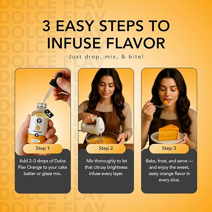 Dolce Flav Natural Orange Extract – 8 Ounce Oil-Soluble Kosher, Sugar-Free, Concentrated Orange Flavor for Candy, Chocolates & Desserts
