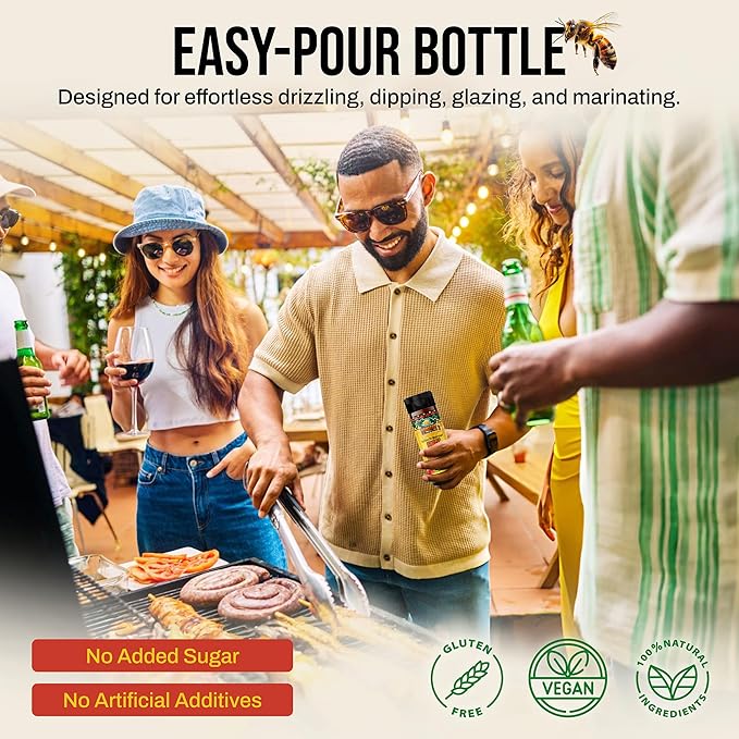 Montego Island Foods Scotch Bonnet Hot Honey – Sweet Heat with a Caribbean Kick – Made with All Natural Ingredients & Bold Spices – 12 oz Bottle (Net Wt. 16 oz) – For Drizzling, Dipping & Glazing