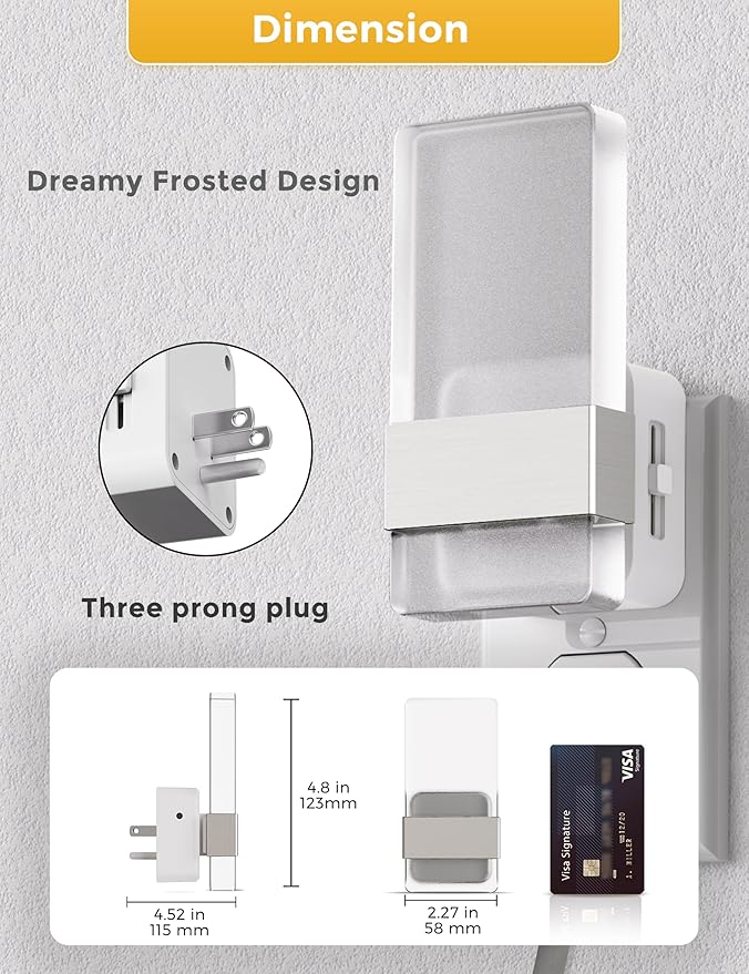L LOHAS LED Night Light, Night Lights Plug Into Wall, Dusk-to-Dawn Sensor Decorative Night Light, 0-100LM Dimmable Nightlights, Wall Sconce-Style Acrylic Nitelight for Bathroom, Hallway,Gift, 1 Pack