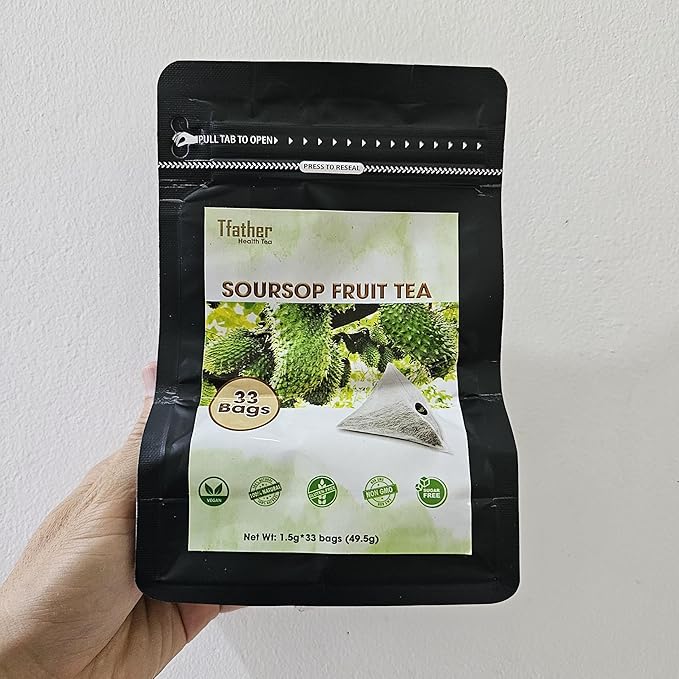 TFATHER – Soursop Fruit Tea Bags with dipping String – Soursop Fruit Fatty Aroma Sweetness Original Flavor – Free Caffeine, No Sugar, No Gluten, Non GMO, Vegan, Natural & Recyclable