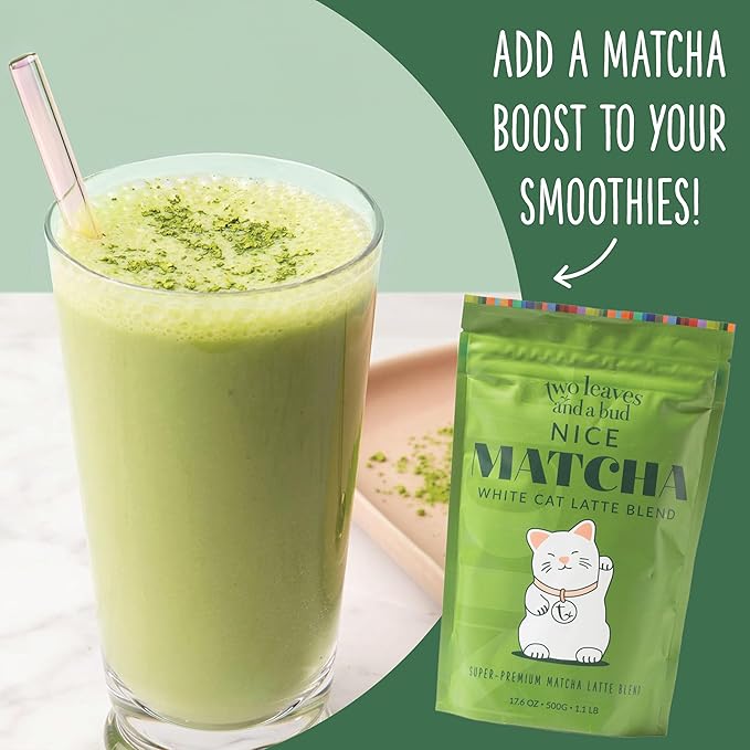 Two Leaves and a Bud Nice Matcha Latte Blend (36 Servings), Japanese Matcha Green Tea Powder, 1 Resealable Bag, 1.1lb (500g)