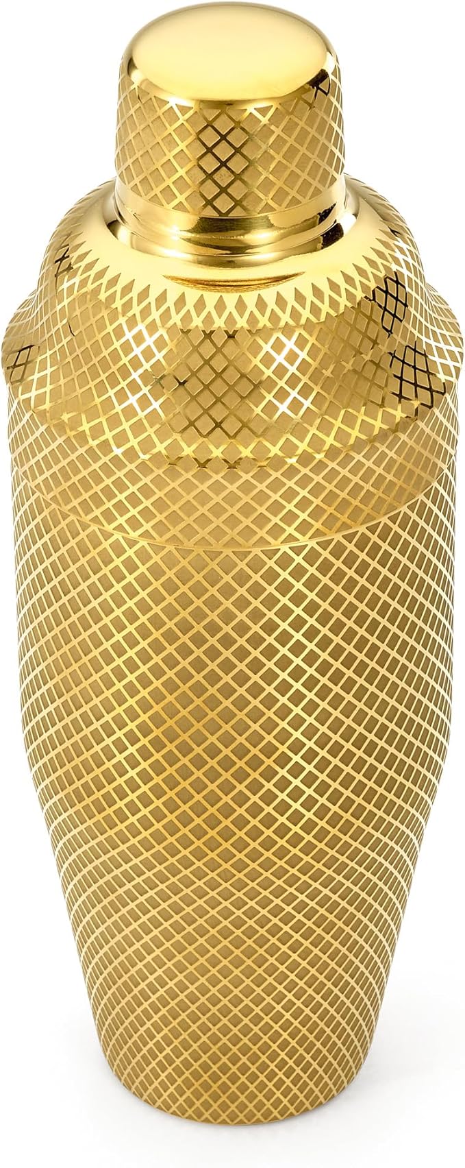 Barfly 3-Piece Diamond Lattice Etch Japanese Cocktail Shaker Set (24 Oz/700ml), Gold Plated