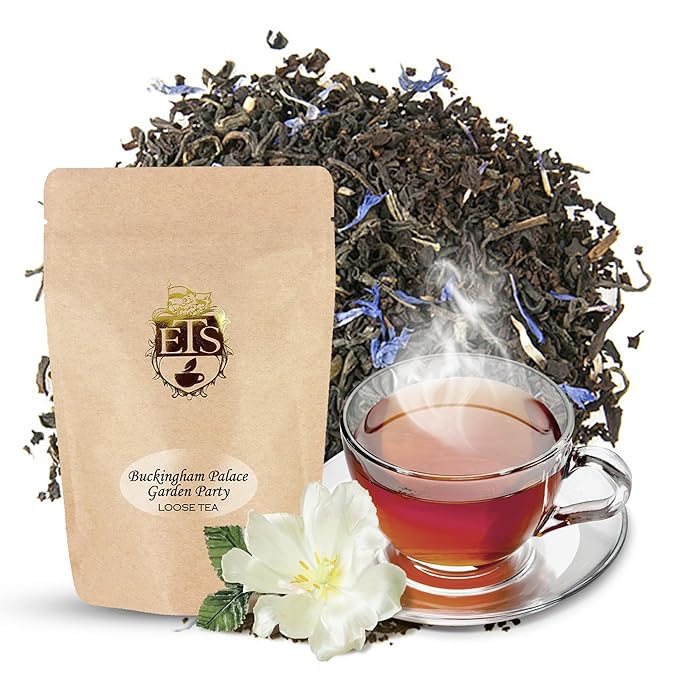 English Tea Store Buckingham Palace Garden Party Tea - 16oz | Loose Leaf Black Tea with Earl Grey and Jasmine Notes | Ceylon Assam Kenya Blend | Medium Bodied Elegant Afternoon Tea