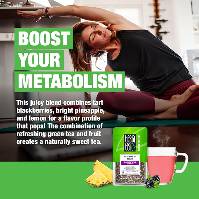 Tiesta Tea - Blackberry Bellini, Premium Loose Leaf Blend, Blackberry Citrus Green Tea, Medium Caffeinated, Refreshing Flavor, Hot or Iced, 20-25 Cups, 2.5oz Resealable Pouch