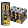 Jocko GO Energy Drink - Keto, Vitamin B12, Vitamin B6, Electrolytes, L Theanine, Magnesium- Energy Boost, Sugar Free Nootropic Monk Fruit Blend - 12 Pack (Iced Tea - Lemonade)