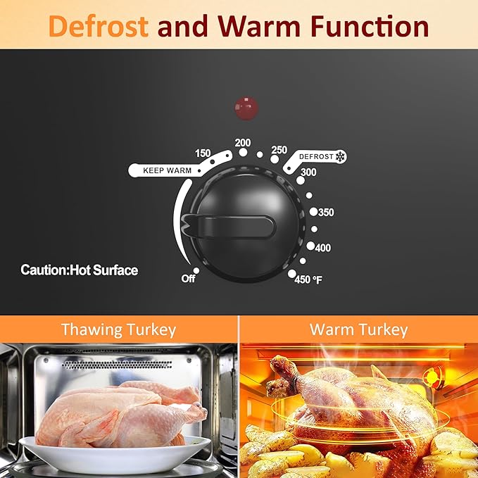 Sunvivi Electric Roaster, 26 Quart Electric Roaster Oven with Self-Basting Lid, Turkey Roaster Oven Buffet with Removable Pan, Cool-Touch Handles, Black