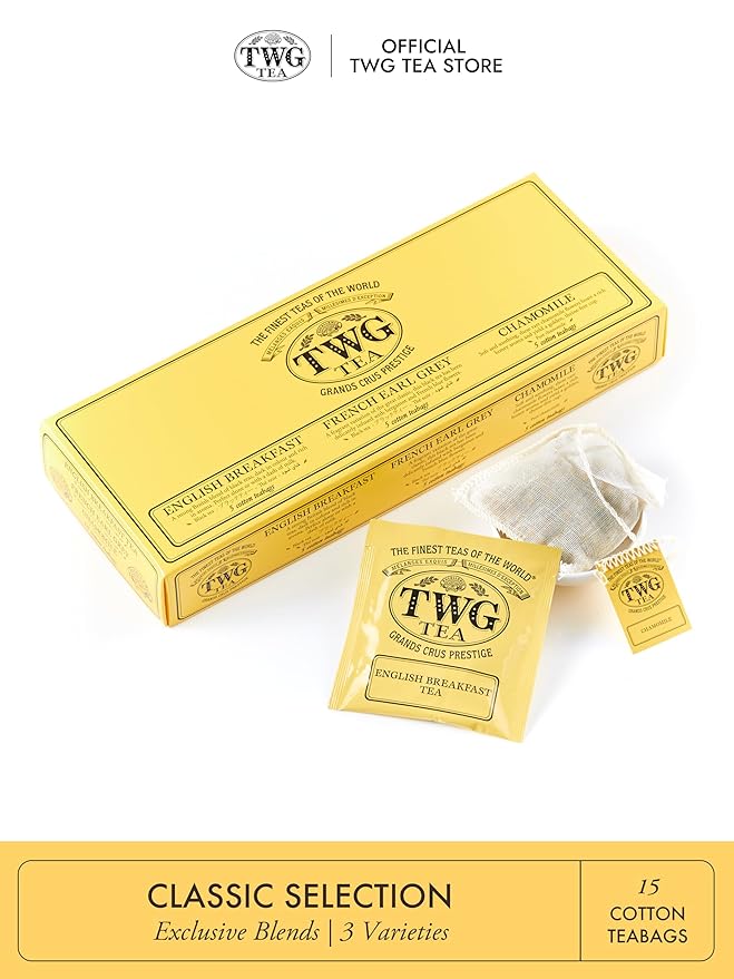 TWG Tea | Moon & Sky Selection | 3 Varieties | Exclusive Tea Blends | 15 Hand Sewn Cotton Teabags | Gift Set