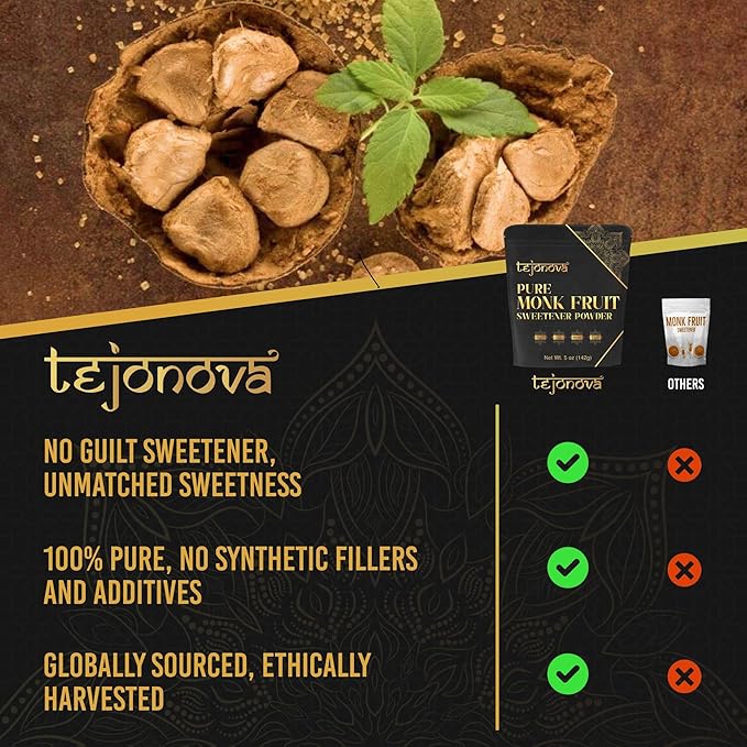 tejonova Monk Fruit Sweetener, 5 oz, Monk Fruit Extract Powder, Monkfruit Sweetener Pure Flavor, Monk Fruit Sweetener No Erythritol, Ideal Monkfruit Sweetner and Keto Sugar Substitute, 460 Servings