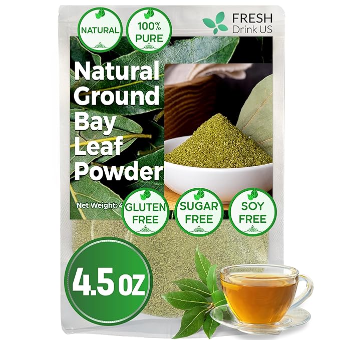 FreshDrinkUS, Premium 4.5oz Bay Leaf Powder, Unprocessed Ground Bay Leaves Dried, 100% Pure & Natural, Pure from Bay Leaves, Bay Leaf Spice, No Additives, No Gluten, Vegan.