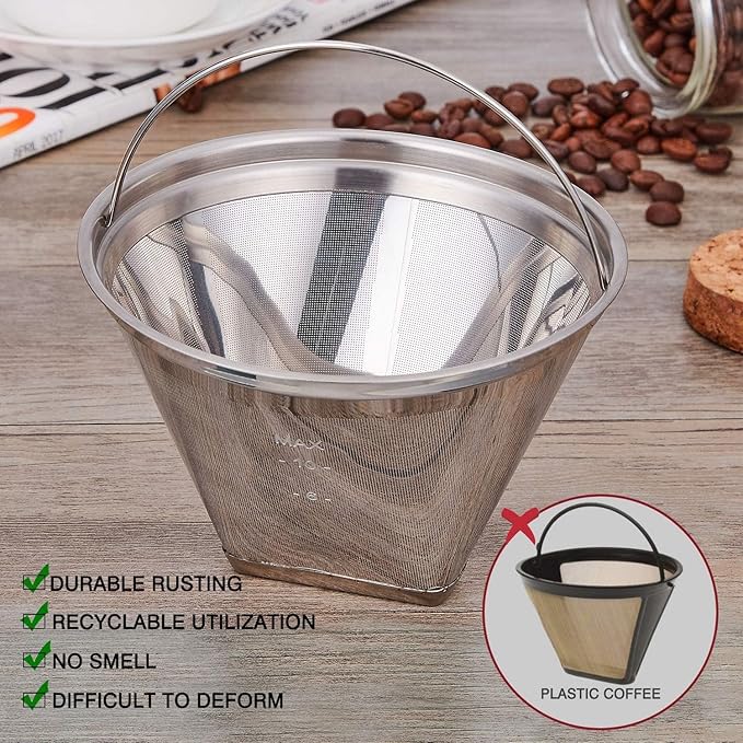 Coffee Filter 4 Cone Coffee Filter Reusable fit for Cuisenart Ninja Hamilton Beach Brewer