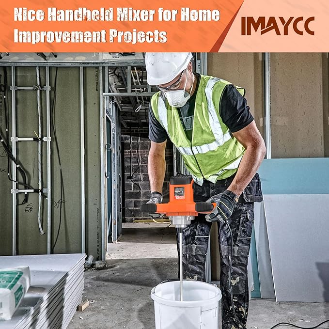 IMAYCC Handheld Concrete Mixer, Portable Cement Mixer,110V 6 Speed Mixing Drill, 2100W Drill Mixer for mud,Motar,Paint, Grout, Plaster,Thinset etc.