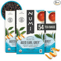 Numi Organic Aged Earl Grey Tea, 54 Black Tea Bags, Flavorful Assam Aged Tea with Real Bergamot