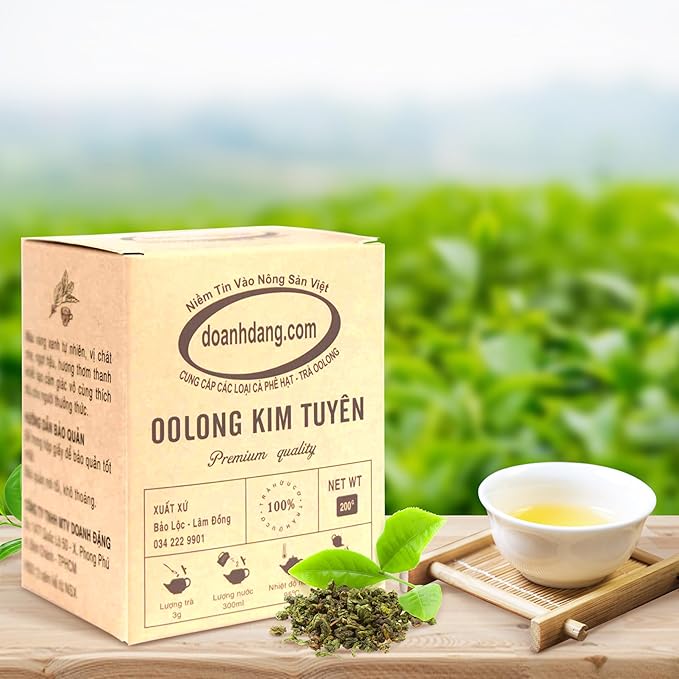 doanhdang - 7 Oz Premium Oolong Tea, Vietnamese Oolong Loose Leaf Tea with Fresh Taste, CauDat Oolong Tea in High Mountain, For Morning Companion, Vietnamese Golden Lily Tea (JinXuan Oolong)