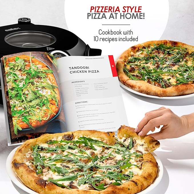 Eatex Electric Pizza Oven Indoor, 12 Inch Countertop Pizza Oven, Portable Stone Pizza Oven, Heats up to 790°F for Crispy Crust, Pizza Maker Machine for Home – Black