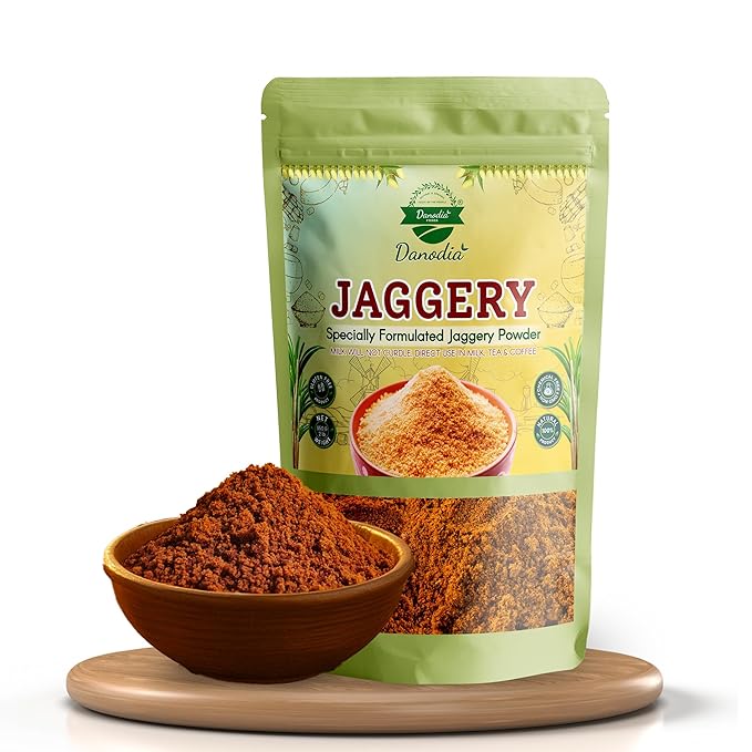 Danodia Foods Organic Jaggery Powder (2 lbs/950G) | Gluten Free, Traditionally, No Anti Caking Agent, No Additives | Unique Sugar Substitute, Best Of Indian Sweetener (Resealable Pouch)