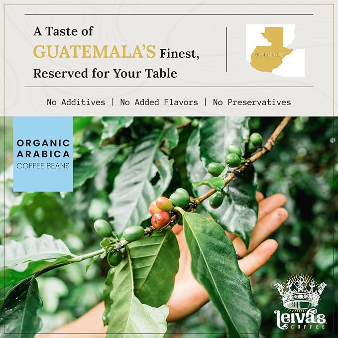 Leiva’s Medium Roast Whole Bean Coffee (8 Oz) - Roasted to Order, Single Origin Guatemalan Beans - Abuela Reina Whole Beans w/Vanilla, Blueberries & Chocolate Notes - Nutty, Earthy Low Acidity Roast