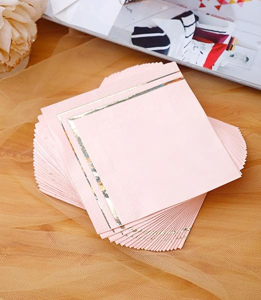 100 Pink Napkins - 4 Assorted Designs l 3-Ply Cocktail Napkins Folded 5 x 5 Inches l Bar Napkins Disposable Party Napkins Paper Napkins Dinner for Wedding Baby Shower Birthday (Assorted Pink)