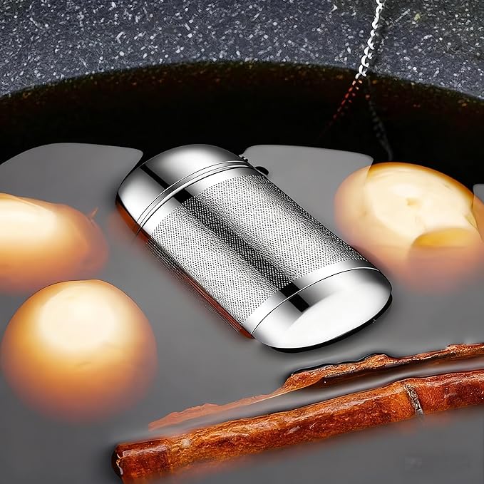 Stainless Steel Infuser Tea Drain Strainer Seasoning Strainer Spice Infuser for Cooking with Chain Hook (176ML)