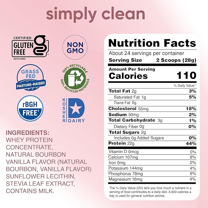 tera's: Simply Pure/rBGH-Free Whey Protein, Bourbon Vanilla, 24 oz