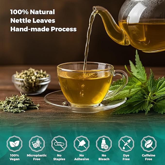 Lavitali, Nettle Leaves Tea Bags | 60 bags, 100% Pure Herbal Tea | Caffeine-Free, Mineral-Rich, Eco-Friendly Filter Bags | Daily Natural Botanical, Hot or Iced Herbal Infusion