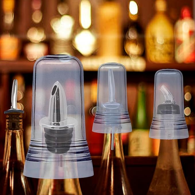 Esatto 24 Pieces Pour Spout Covers - Translucent Liquor Bottle Toppers, Universal Bottle Pour Dispenser, Liquor Bottle Covers Bottle Cover Dust for Home Kitchen Tools Supplies (Clear)