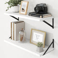 Axeman Deep Floating Shelves - 30 Inch White Floating Shelves Set of 2-12 Inch Deep Wood Wall Shelves for Living Room Bathroom Kitchen