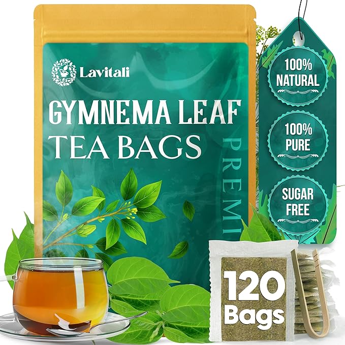 Lavitali, Gymnema Leaves Tea Bags | 120 bags, 100% Pure Herbal Tea | Caffeine-Free, Antioxidant-Rich, Eco-Friendly Filter Bag | Daily Natural Botanical, Hot or Iced Herbal Infusion
