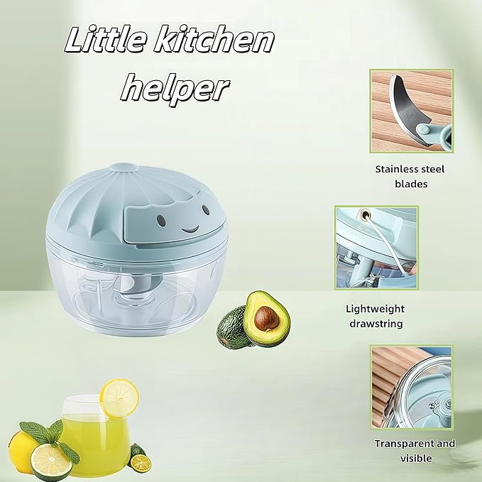 Manual Food Processor Vegetable Chopper, Mini Hand Pull String Garlic Chopper Onion Cutter for Veggies, Ginger, Fruits, Nuts, Avocado, garlic etc., Food Safe Material, 160ml (pink)