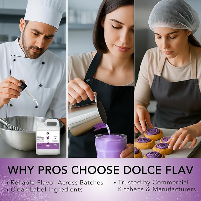 Dolce Flav Ube Purple Flavoring – 32 oz. – Premium Flavoring for Ice Cream, Desserts, Boba, Beverages & Baked Goods | Ideal for Restaurants, Bakeries & Coffee Shops | Made in America