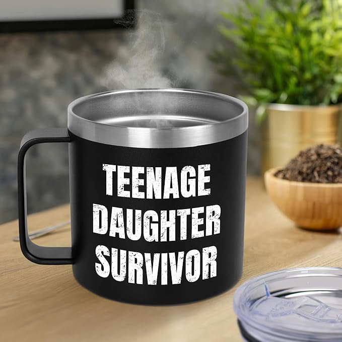 Christmas Dad Gifts from Daughter Son - 14 oz Stainless Steel Insulated Coffee Mug with Lid - Funny Birthday Gifts for Dad, Husband Birthday Gift from Wife, Mens Gift Ideas