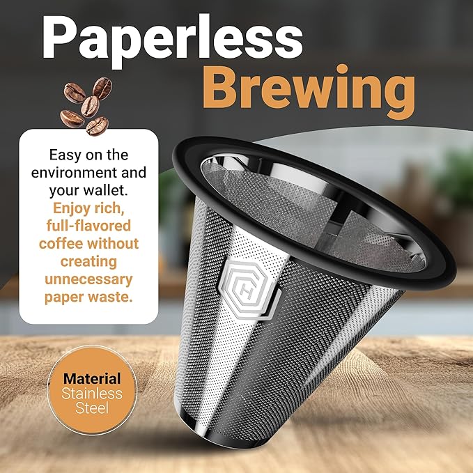 HEXNUB Metal Filter for Fellow Stagg XF Pour Over Coffee Maker, No More Paper Filters - Designed for Stagg [XF] Coffee Dripper for Enhanced Filtration, Reusable Stainless Steel Mesh