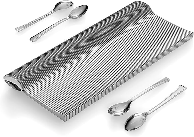 Mini Dessert Spoons - Bulk Pack of 200 Mini Silver Disposable Spoons - 4 Inch Plastic - Bpa Free - Food Safe
