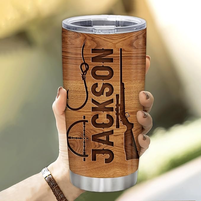 Hyturtle Personalized Hunting Gifts For Men - Deer Hunting Tumbler 20Oz Travel Coffee Mug Stainless Steel- Fathers Day Gift For Dad Him Boy Husband From Son Wife- Birthday Christmas Gifts For Hunters