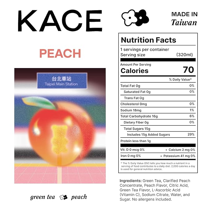 Juicy Peach Gummi Green Iced Tea – Infused with Real Peach Flavor – Perfect Pick-Me-Up Tea – Naturally Sweetened – Ideal for Summer, Tea Lovers, and Daily Drinks – 12-Pack of 320ml Cans