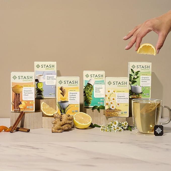 Stash Tea Organic Turmeric Chai, Caffeine-Free, Non-GMO Project Verified, Serve Hot or Iced, 96 Tea Bags, 16 count (6 pack)