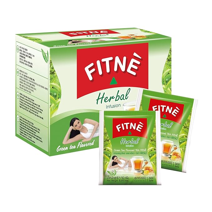 FITNÈ Green Tea Herbal Honey Lemon With Garcinia Senna Infusion Gentle Detox Cleanse High Antioxidant No Calories Stevia Sweetener, 15 Tea Bags