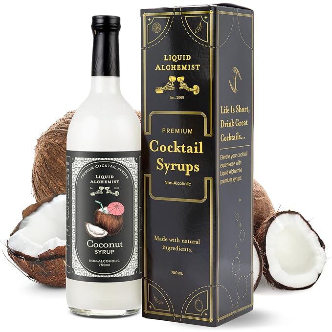 Liquid Alchemist Coconut Syrup for Drinks - Real Ingredients Make our Cream of Coconut Syrup a Perfect Pina Colada Drink Mix - Non-GMO & Vegan (25.4 oz)