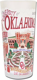 Catstudio Drinking Glass, University of Oklahoma Glass Cup for Kitchen, 15oz Dishwasher Safe Tumbler for UO Alumni