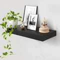 12 Inch Deep Floating Shelves | 24 Inch Black Floating Shelves | 24W x 12D Rustic Black Wall Shelves | Deep Shelves for Living Room Bathroom Kitchen Bedroom
